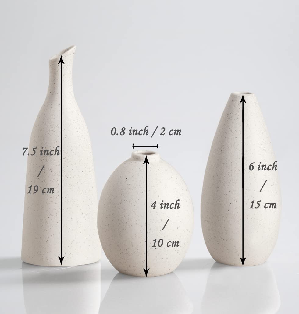 Juzai - Vases en Ceramique Beige - lot de 3