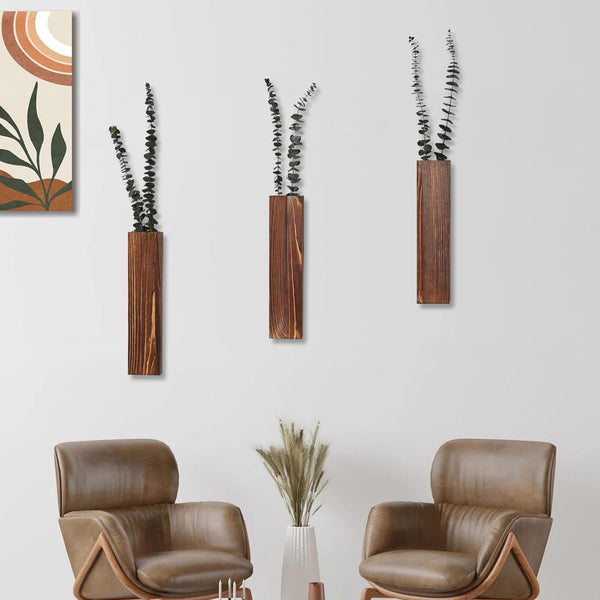 Sawoake Lot de 3 jardinières murales en bois