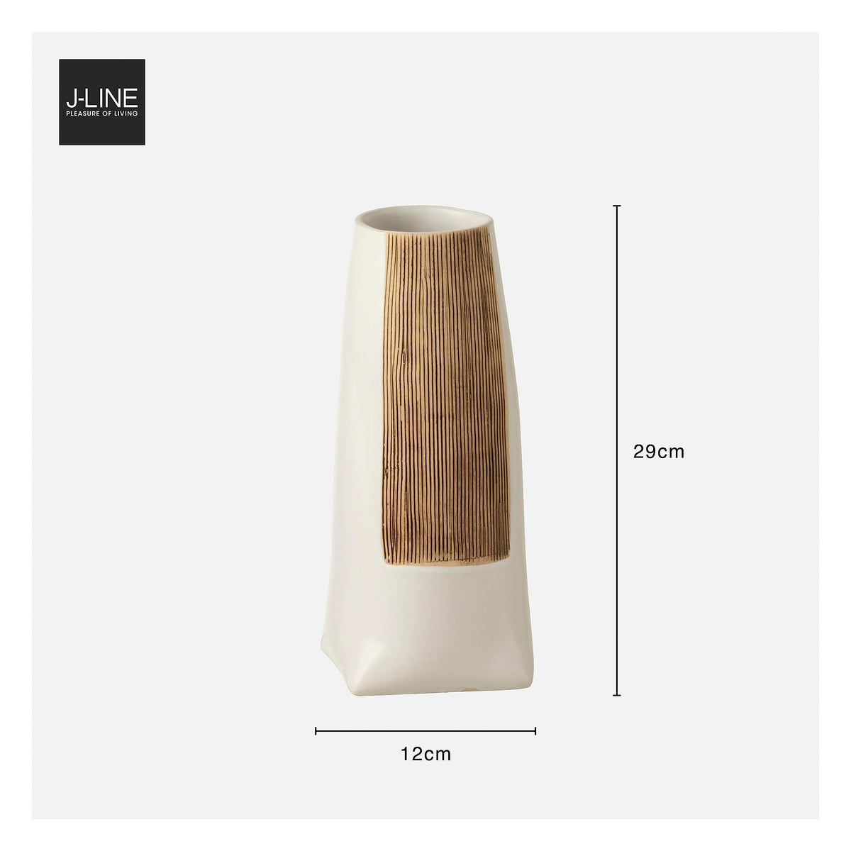 J-Line Vase à fleurs en céramique Ibiza - Blanc et marron