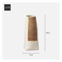 J-Line Vase à fleurs en céramique Ibiza - Blanc et marron
