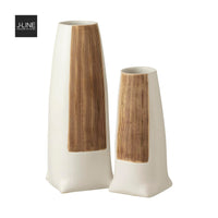 J-Line Vase à fleurs en céramique Ibiza - Blanc et marron