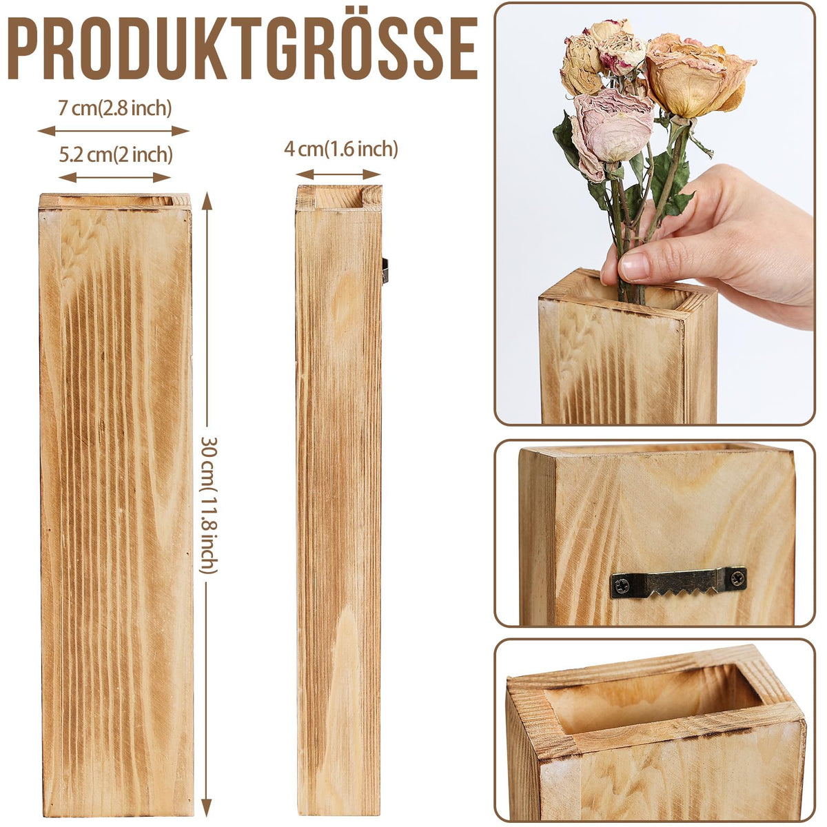 Sawoake Lot de 3 jardinières murales en bois