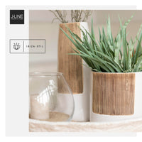 J-Line Vase à fleurs en céramique Ibiza - Blanc et marron